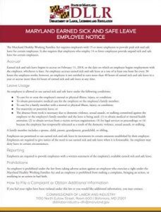 maryland safe and sick law.